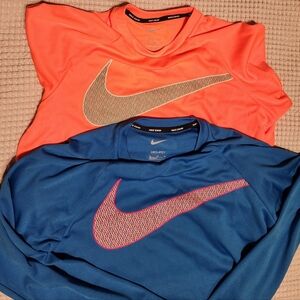 (2) Nike Swim Boys XL Long Sleeve in Orange and Blue Dri-Fit
